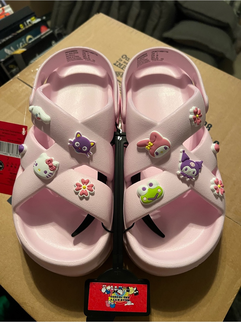 Sanrio Hello Kitty & Friends, Pink Sandals/clogs with Character Charms womens 7